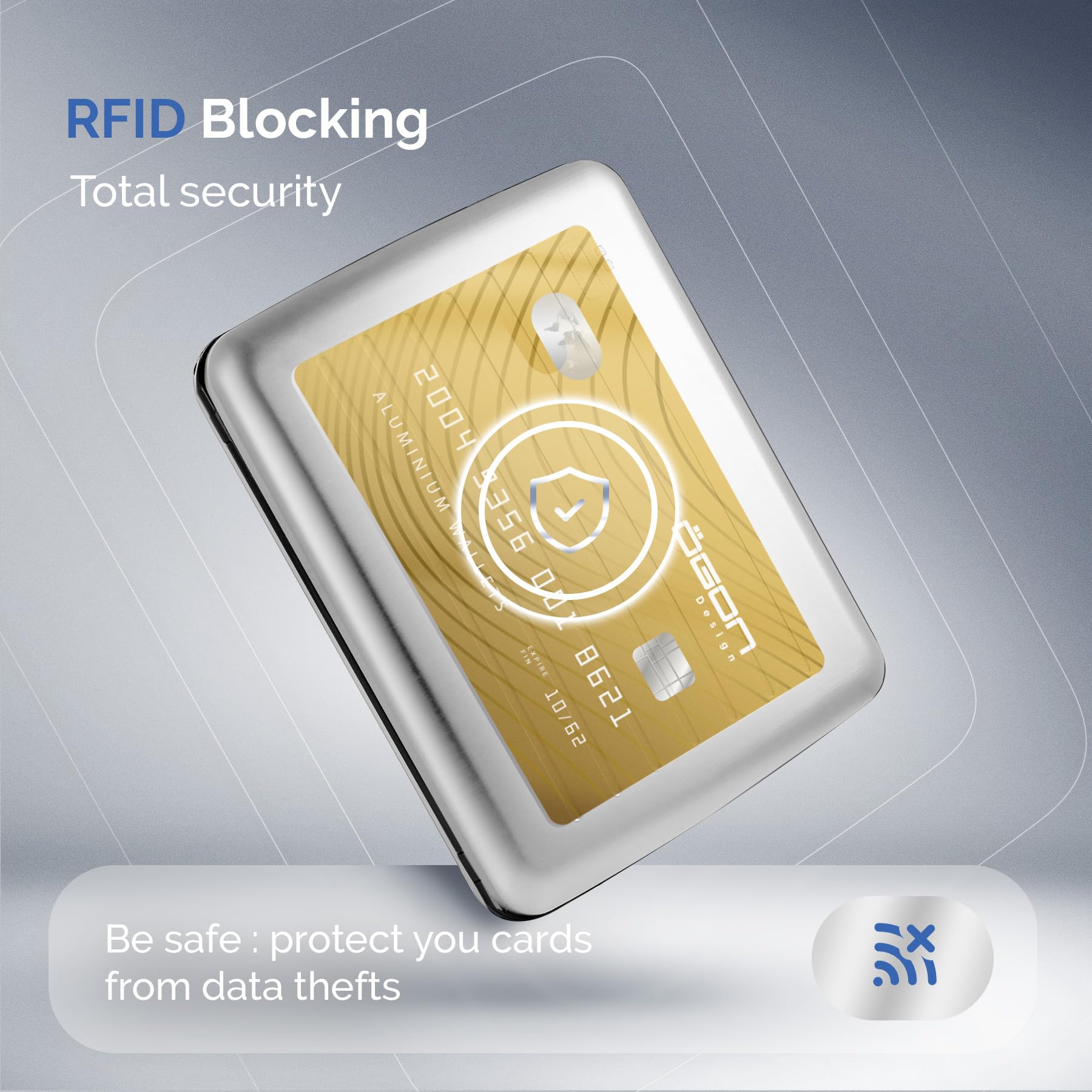 ÖGON -DESIGNS- Portafoglio in alluminio di grande capacità con chiusura in metallo, protezione RFID contro le frodi e la smagnetizzazione, modello Smart Case OSLO Large