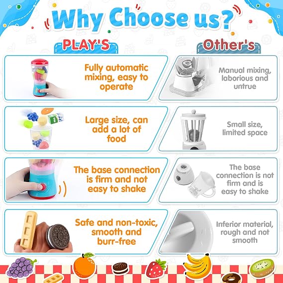 PLAY 2 in 1 Color Dough Kitchen Creations Set Smoothie Maker Toy Blender Set, Ice Cream Noodle Maker Playdough Sets for Kids Ages 4-8, 27 Pcs Pretend Play Kitchen Appliance for Kids, Toy Mixer Birthda