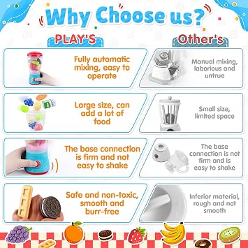 PLAY 2 in 1 Color Dough Kitchen Creations Set Smoothie Maker Toy Blender Set, Ice Cream Noodle Maker Playdough Sets for Kids Ages 4-8, 27 Pcs Pretend Play Kitchen Appliance for Kids, Toy Mixer Birthda