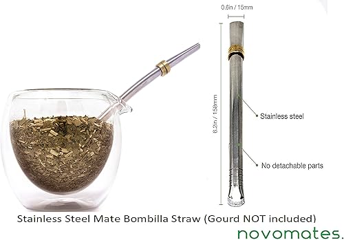 Miniatura 2 de Novomates Easy Clean - Pajilla de Yerba Mate  Bombilla Mate para filtro de té mate  Pajilla mate de acero mate de grado alimenticio  6.2 pulgadas