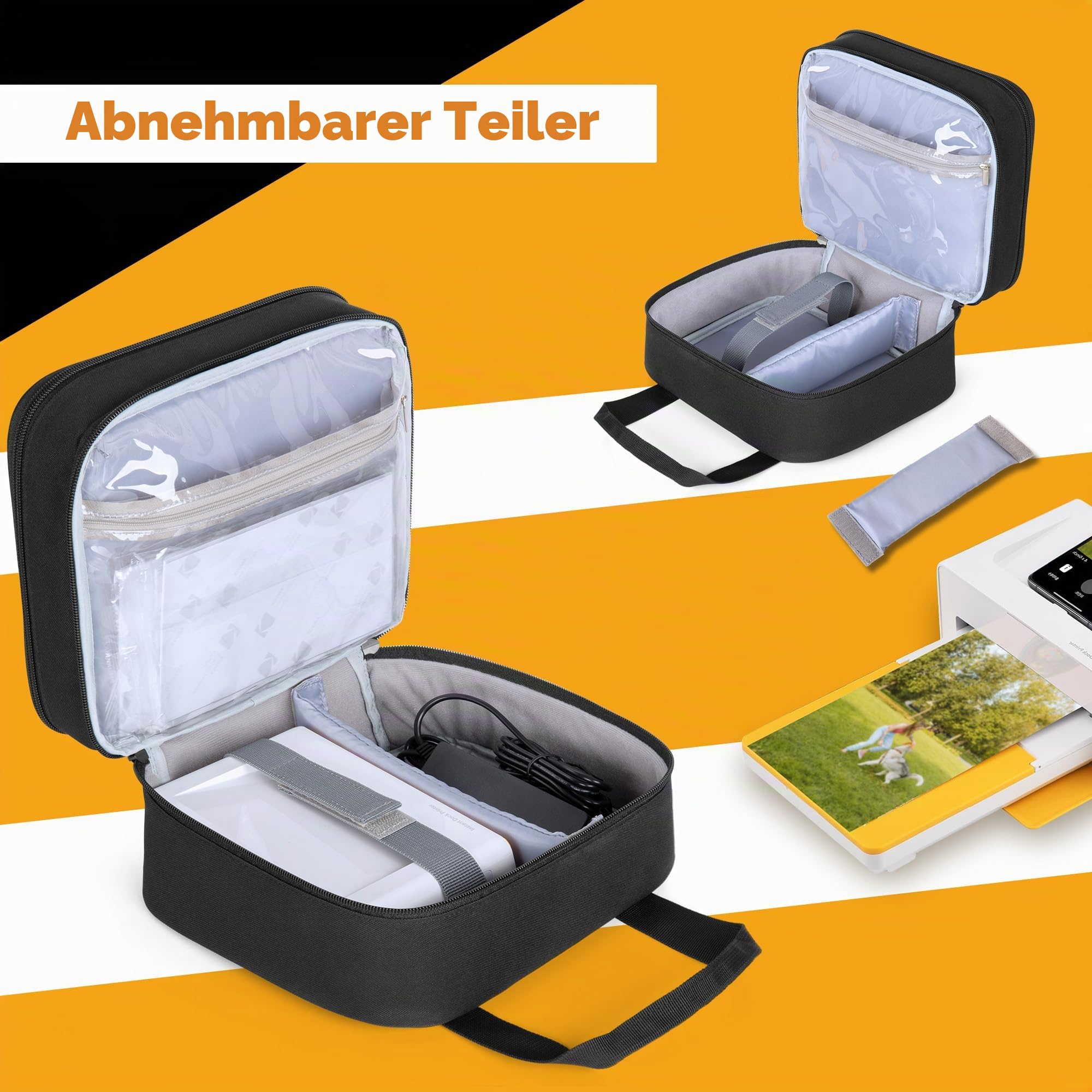 Luxja Fotodrucker-Tasche, Aufbewahrung für Sofortbilddrucker und Zubehör, kompatibel mit Kodak Dock Plus, Schwarz