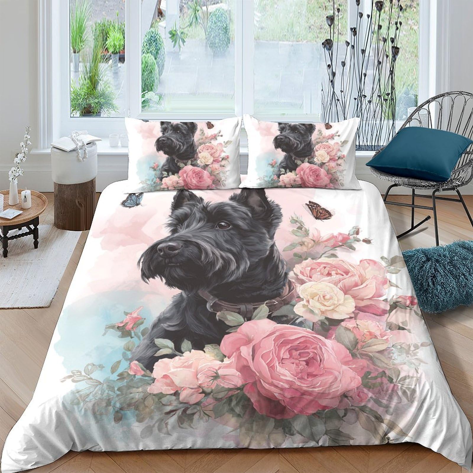 Housse de couette chien fleurs pour sublimer votre chambre en toutes saisons avec douceur