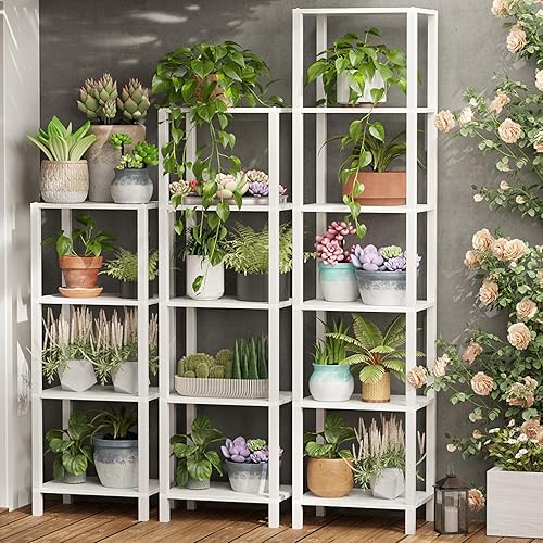 Miniatura 7 de TUTOTAK - Estantería, estantería alta de 6 niveles, estantería estrecha para espacios pequeños, estantería apilable de bricolaje, para sala de