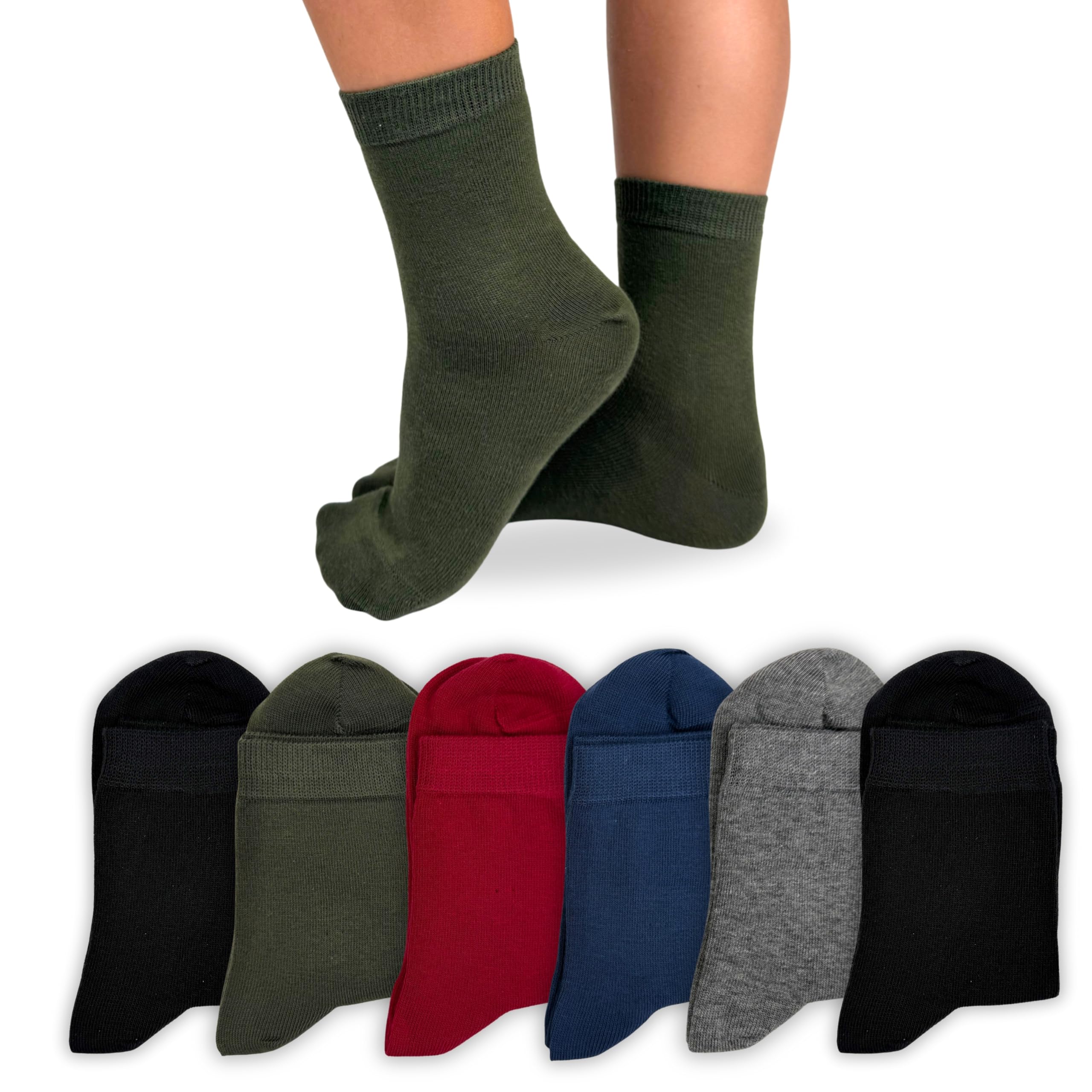 LEON D'ORO Chaussettes enfant fille coton élastique, chaussettes garçon fille pour école de loisirs 6 paires fabriquées en Italie