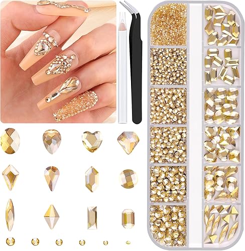 Miniatura 7 de Diamantes de imitación para uñas y perlas, kit de manicura con gel de pegamento de diamantes de imitación para uñas, cristal de parte trasera plana