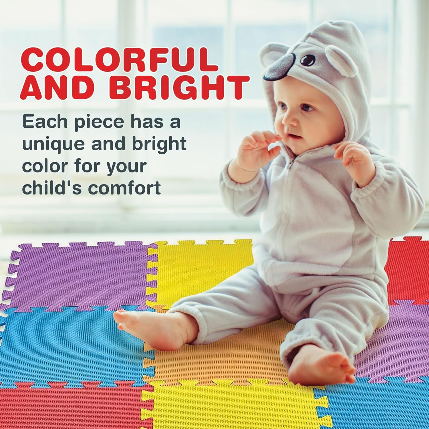 EVA Caoutchouc Tapis Pack X18 Pour Puzzle 30 X 30 Cm | Tapis De Remise En Forme, 18 Pièces Avec Bord Droit. Couleurs (couleurs