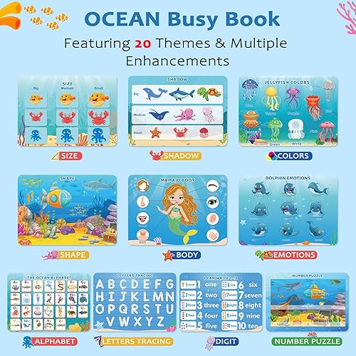 Miniatura 2 de HONGDDY Actividades de aprendizaje preescolar, libro ocupado de 23 temas, juguetes Montessori para niños pequeños, juguetes educativos sensoriales