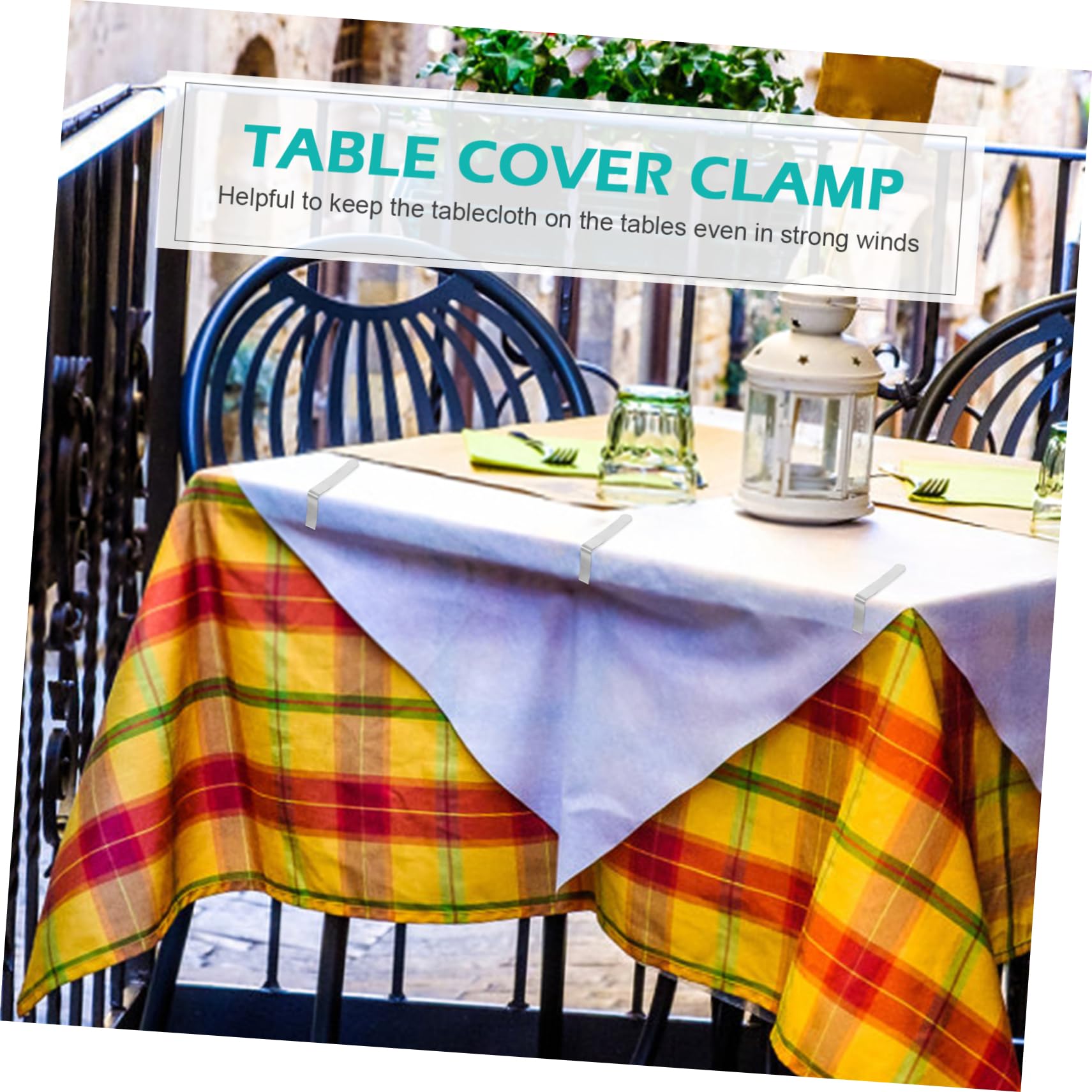 Garneck Tablecloth Fixing Clips 12pcs Triangular Designed Stainless Steel Clamps for Easy and Sturdy Table Cover Hold Down