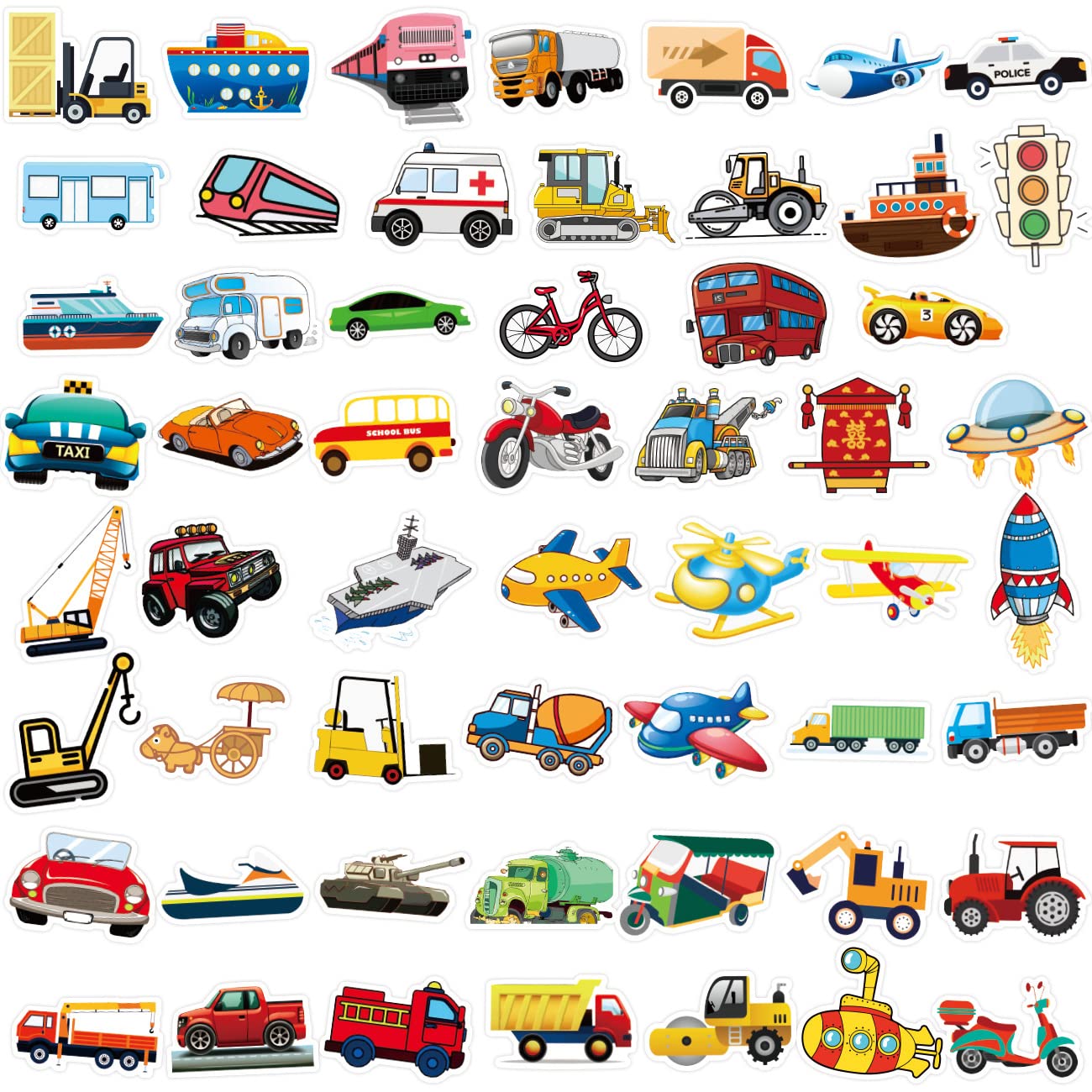 100pcs Cartoon Car Stickers - Mixed Vehicle Decals For Kids DIY Crafts & Decorations