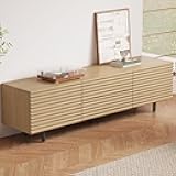 Guyii Modern TV Stand, Wood Color TV Cabinet, Television Stand with 2 Cabinets and 2 Storage Drawers, TV Console Cabinet for Living Room, Bedroom, Home (1 Piece)