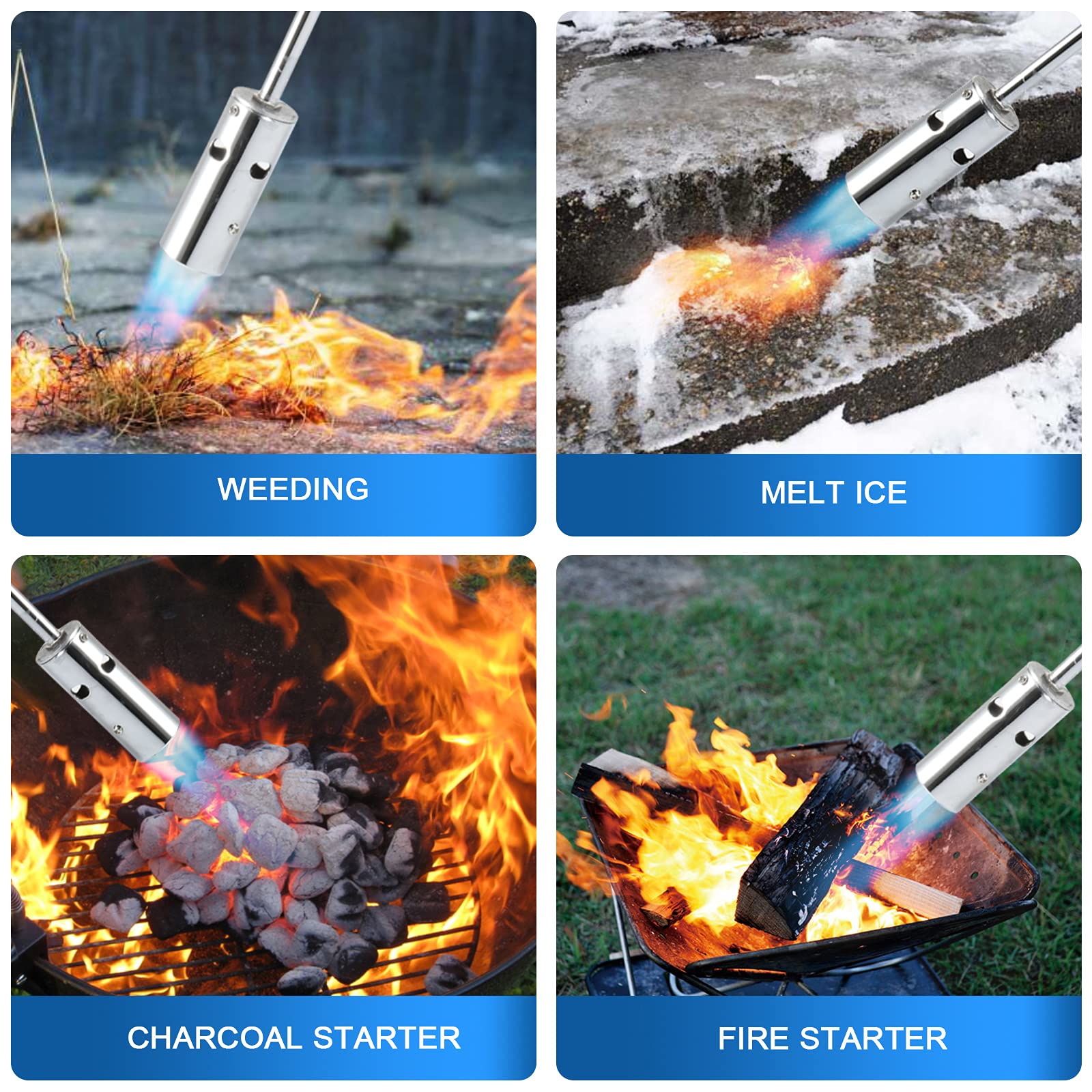 Weed Torch Propane Burner, Blow Torch ,50,000 BTU Propane Torch,Gas Vapor, Self Igniting, Weed Burner with Flame Control Valve and Ergonomic Anti-slip Handle(Fuel Not Included)