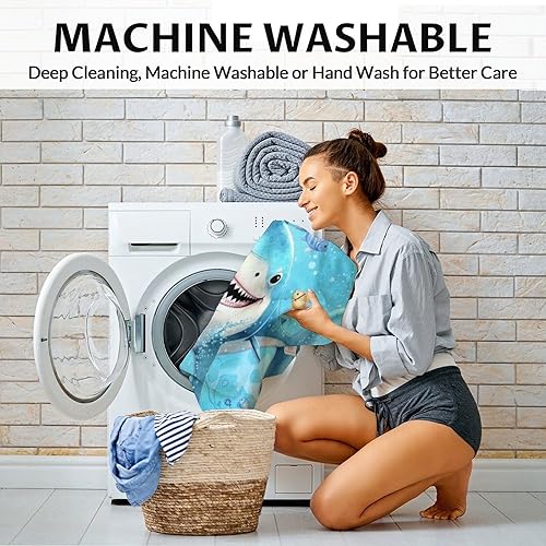 Miniatura 29 de Manta de tiburón personalizada con nombre, 30 x 40 pulgadas, lindas mantas de tiburón para niños y niñas, manta de felpa suave y mullida azul claro