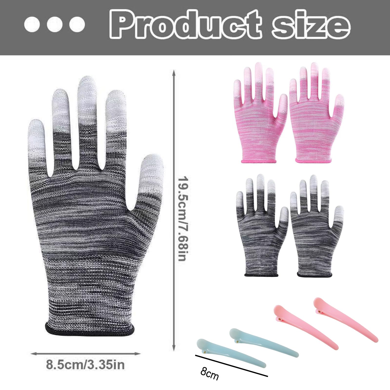 2 Gants Thermiques Résistants à la Chaleur avec Doigts en Silicone, Gants de Protection pour Coiffure, Anti-Chaleur pour Fer à Boucler, Lisseur et Bigoudis,Avec 4 barrettes