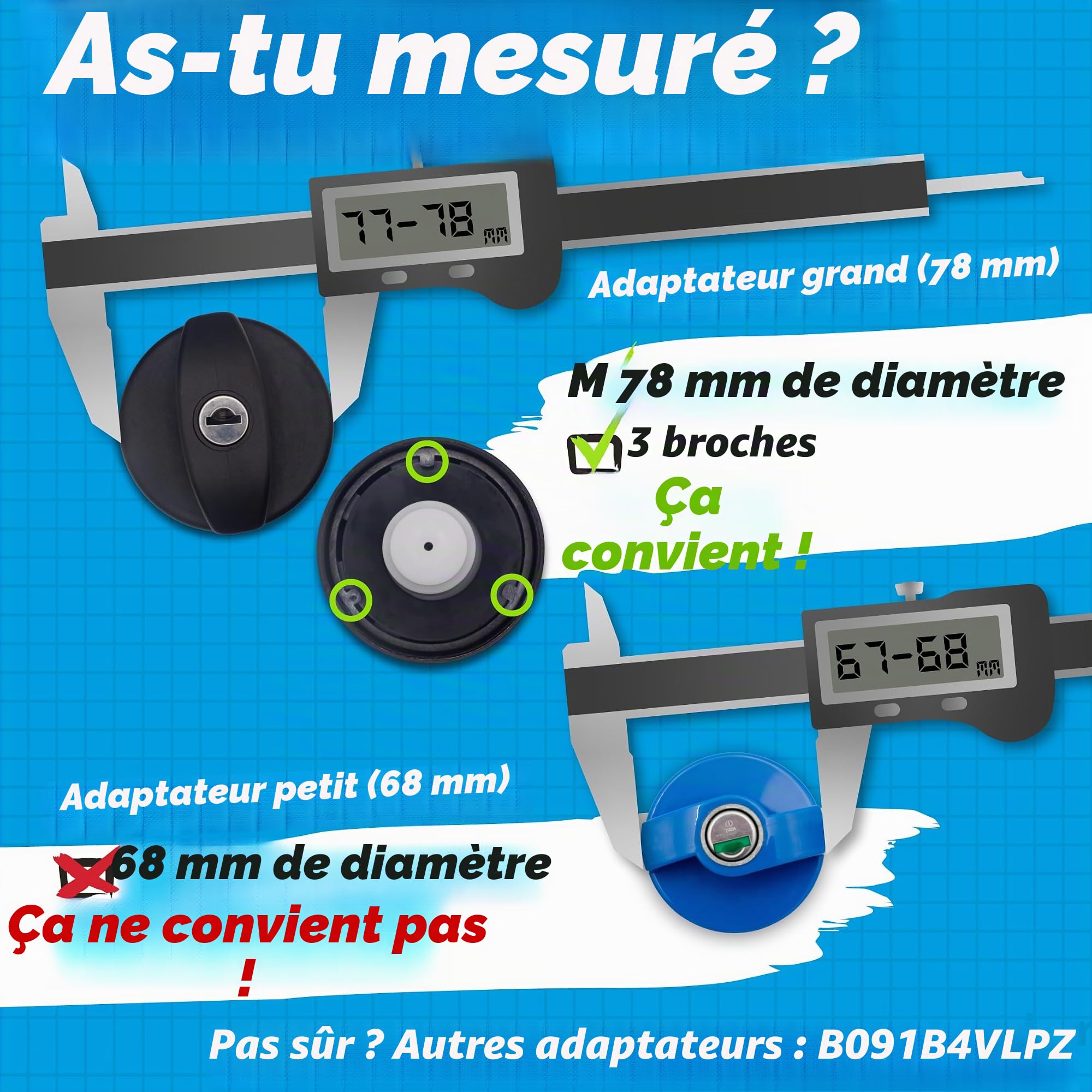 Couvercle de réservoir avec raccord pour système Gardena pour camping-car Caravan à remplir le réservoir d'eau sur le tuyau de remplissage avec trop-plein et raccord de tuyau grand