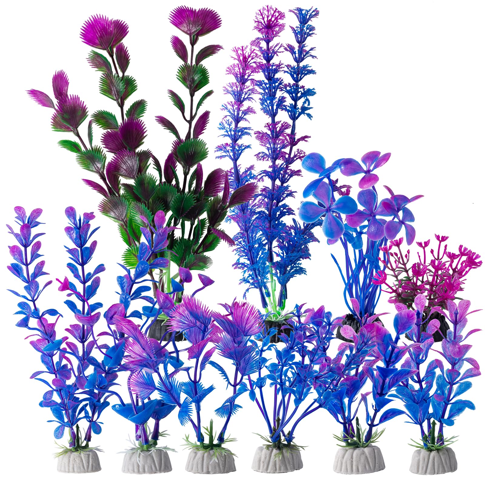 COMSUN 10 Pack Artificial Aquarium Plants, Small Size 4 inch Approximate Height Fish Tank Decorations Home Décor Plastic Purple