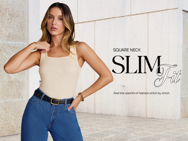 meer. SQUARE SLEEVELESS KNIT TOP メーア meer. SQUARE SLEEVELESS KNIT TOP メーア MEROKEETY Women's Ribbed