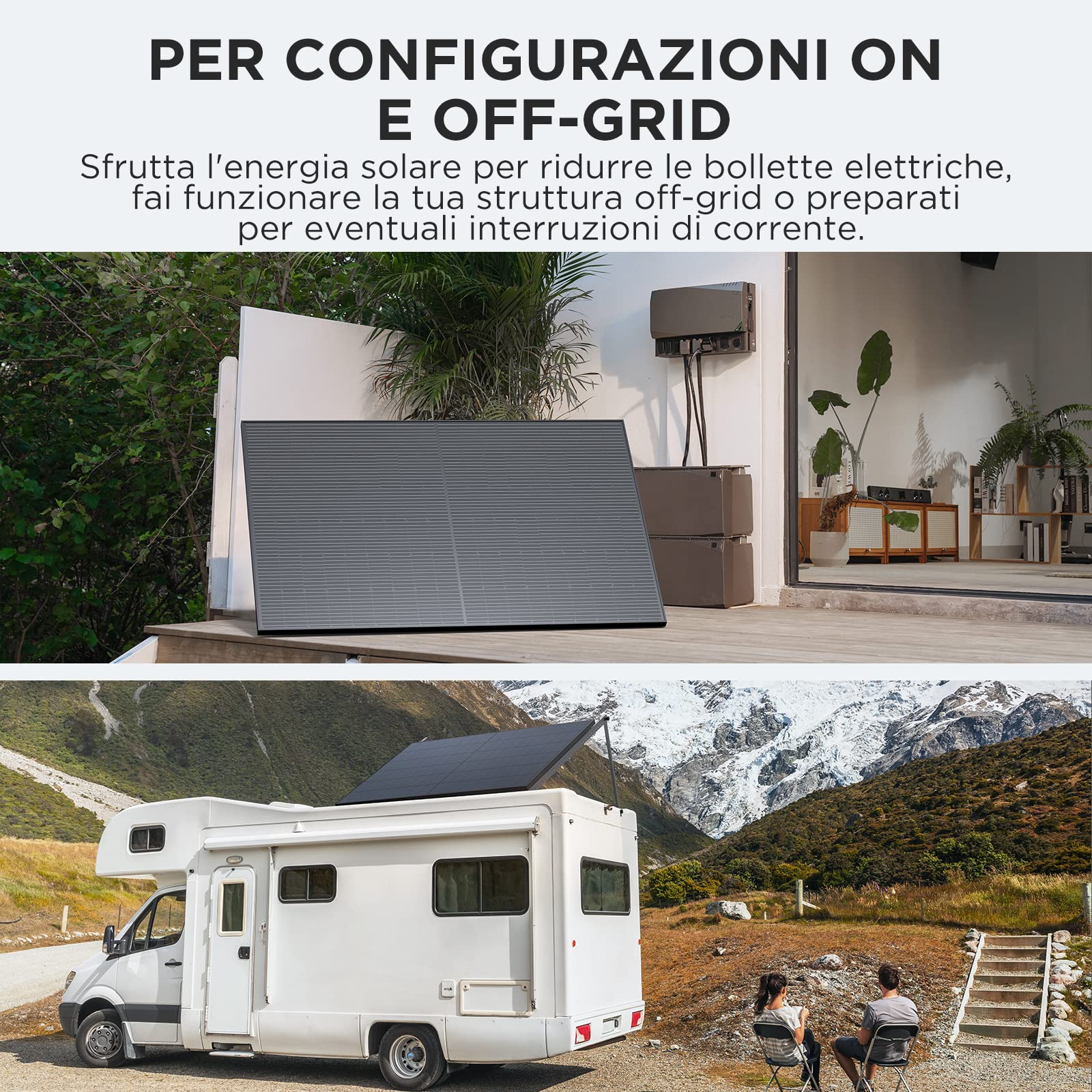 ECOFLOW Pannello solare rigido 2x400W, pannello solare monocristallino ad alta efficienza per alimentazione fotovoltaica domestica, per il camper, gli edifici off-grid