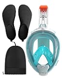 G2RISE Snorkeling Gear for Adults, Full Face Snorkel Mask Water Shoes Set for Kids Men and Women, Swim Dry Snorkel with Detachable Camera Mount, Anti-Fog and Foldable Design