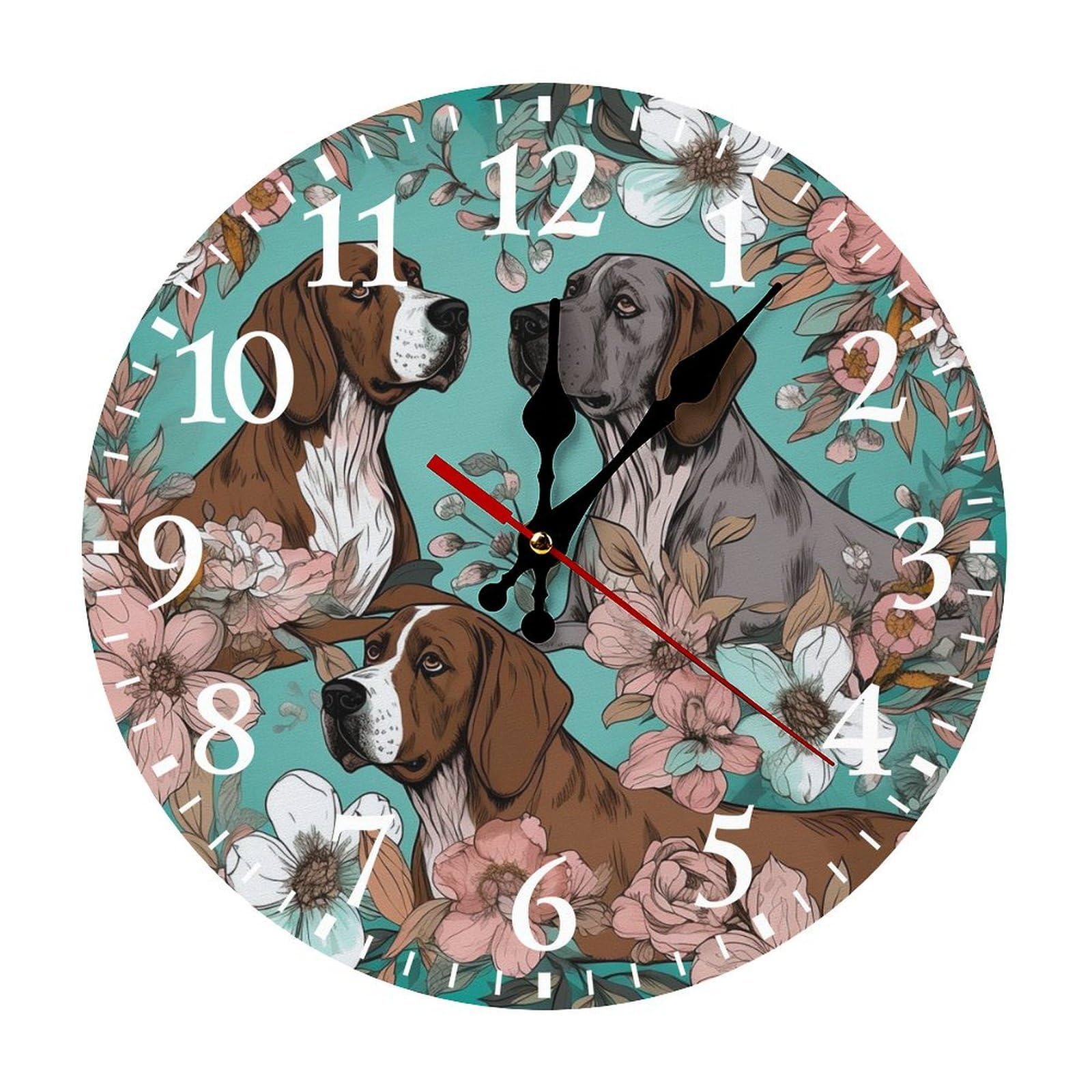 NTVOWPZO 10 Inch Wall Clock Animal Battery Operated Wall Clocks Silent Non-Ticking Round Wall Clock for Living Room Kitchen Home Office Wall Decorative Clock