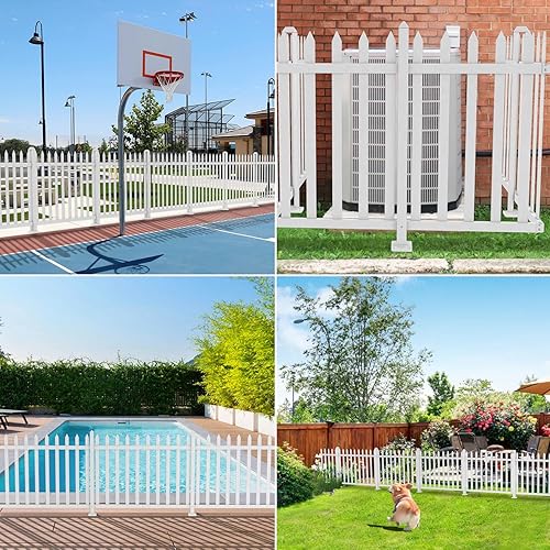 Miniatura 5 de Paneles de valla de vinilo rectos de 30 pulgadas de alto x 84 pulgadas de ancho, valla decorativa blanca para jardín, patio, piscina, pasillos (34