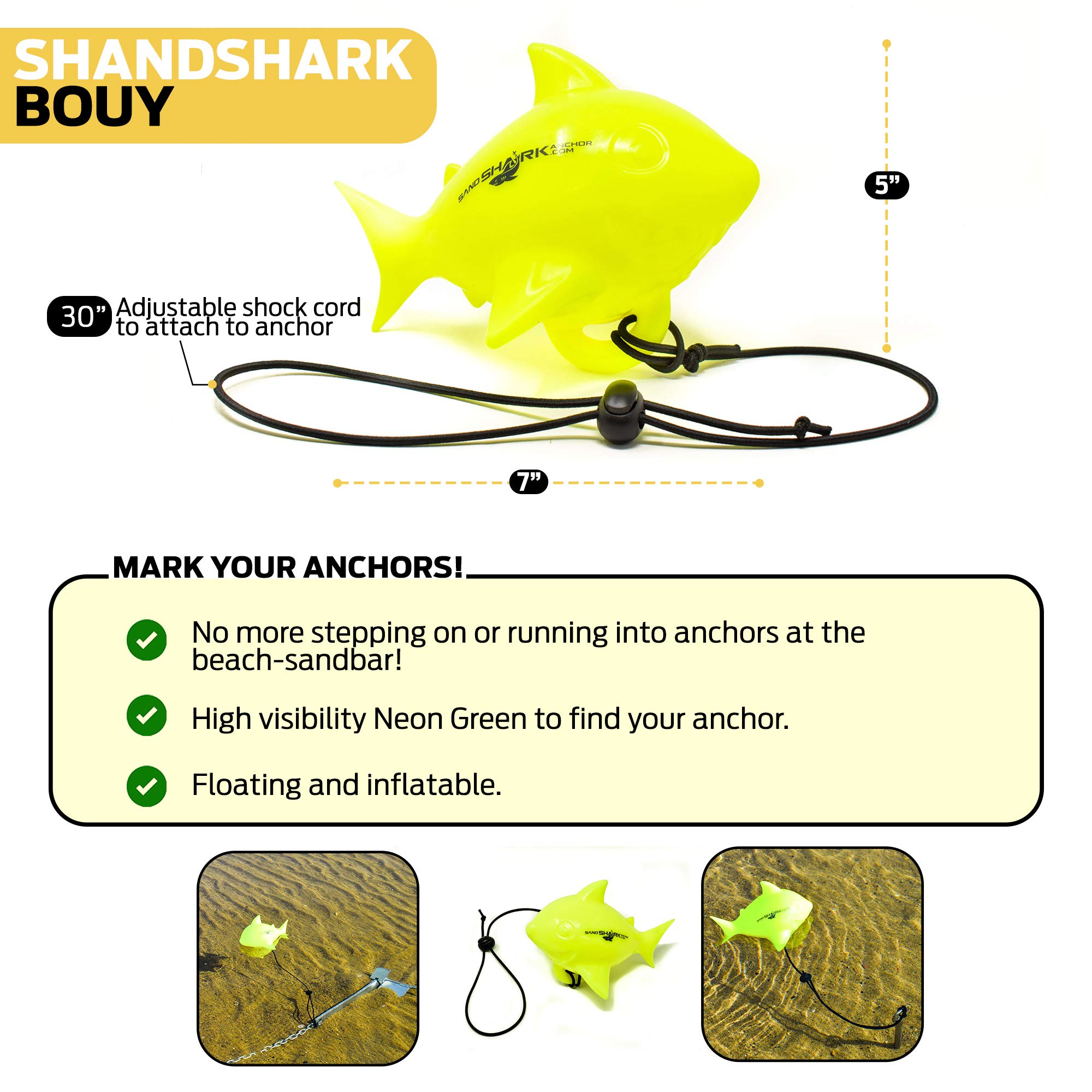 Premium Floating Anchor Marker Buoy by SandShark. Markers for Anchors