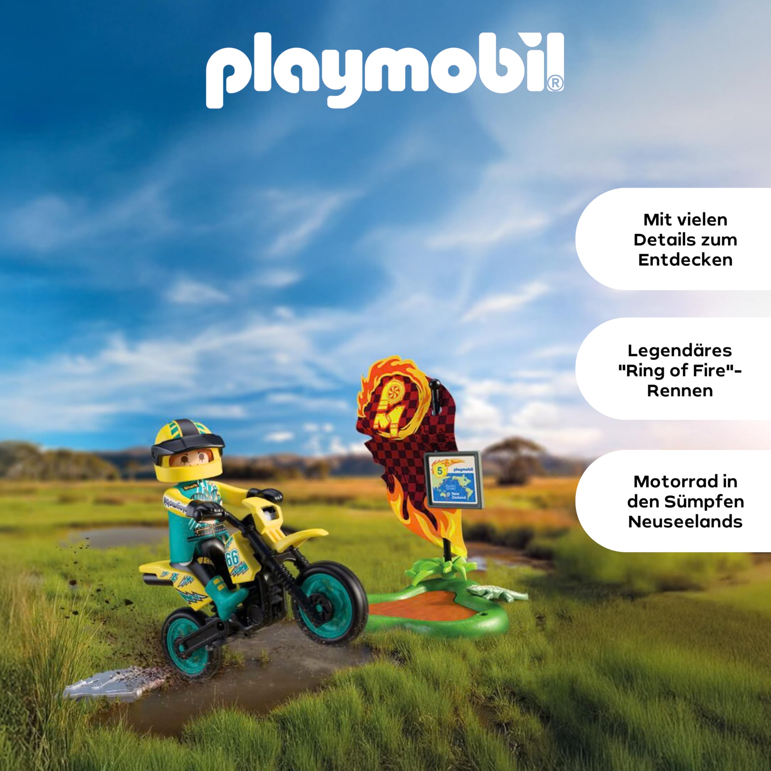 PLAYMOBIL | Cars | Offroad Motorrad | Motocross-Bike mit Sprungrampe | Motorrad Kinder Spielzeug ab 4 Jahren | 72065 - 4