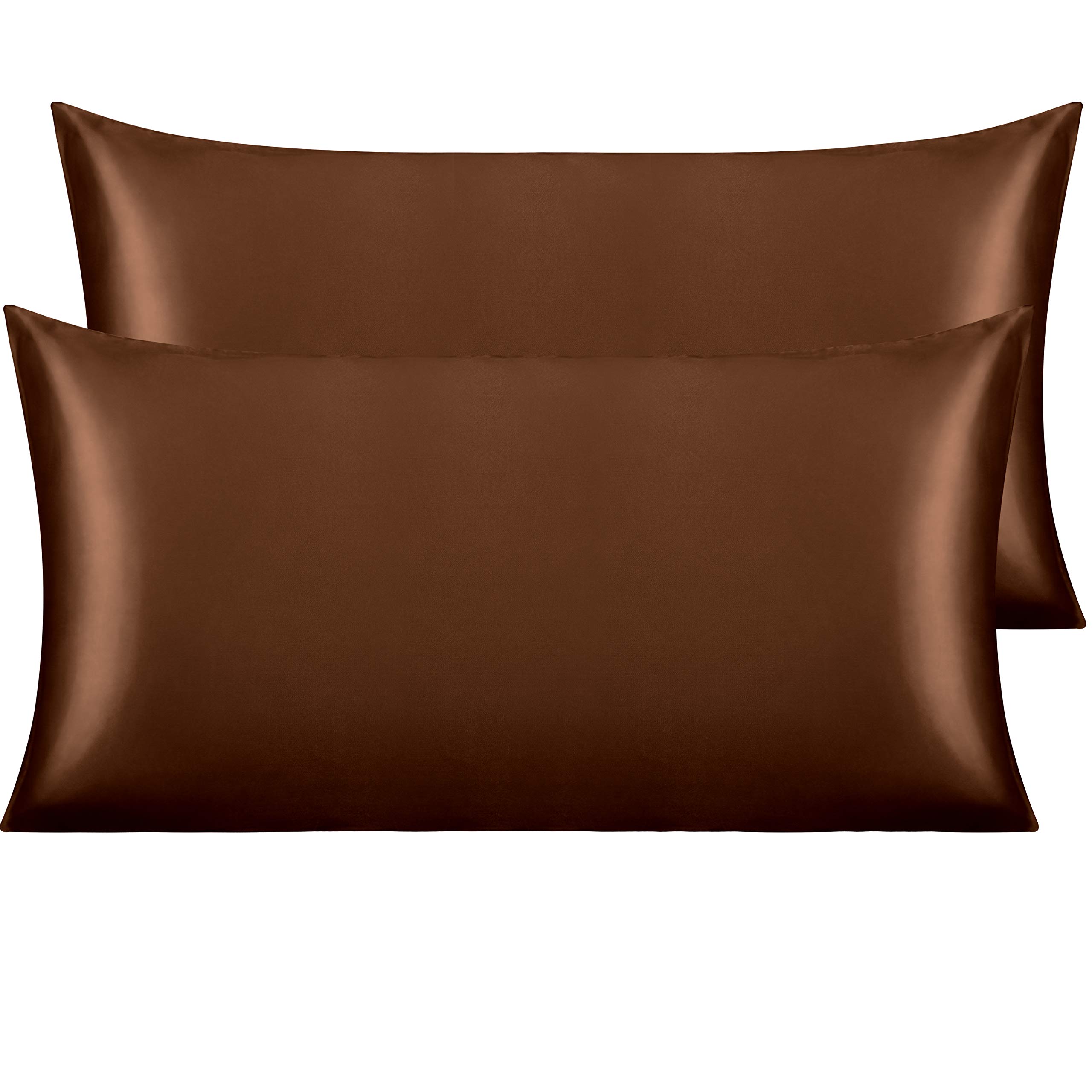 NTBAY King Satin Pillowcases, Set of 2, Brown