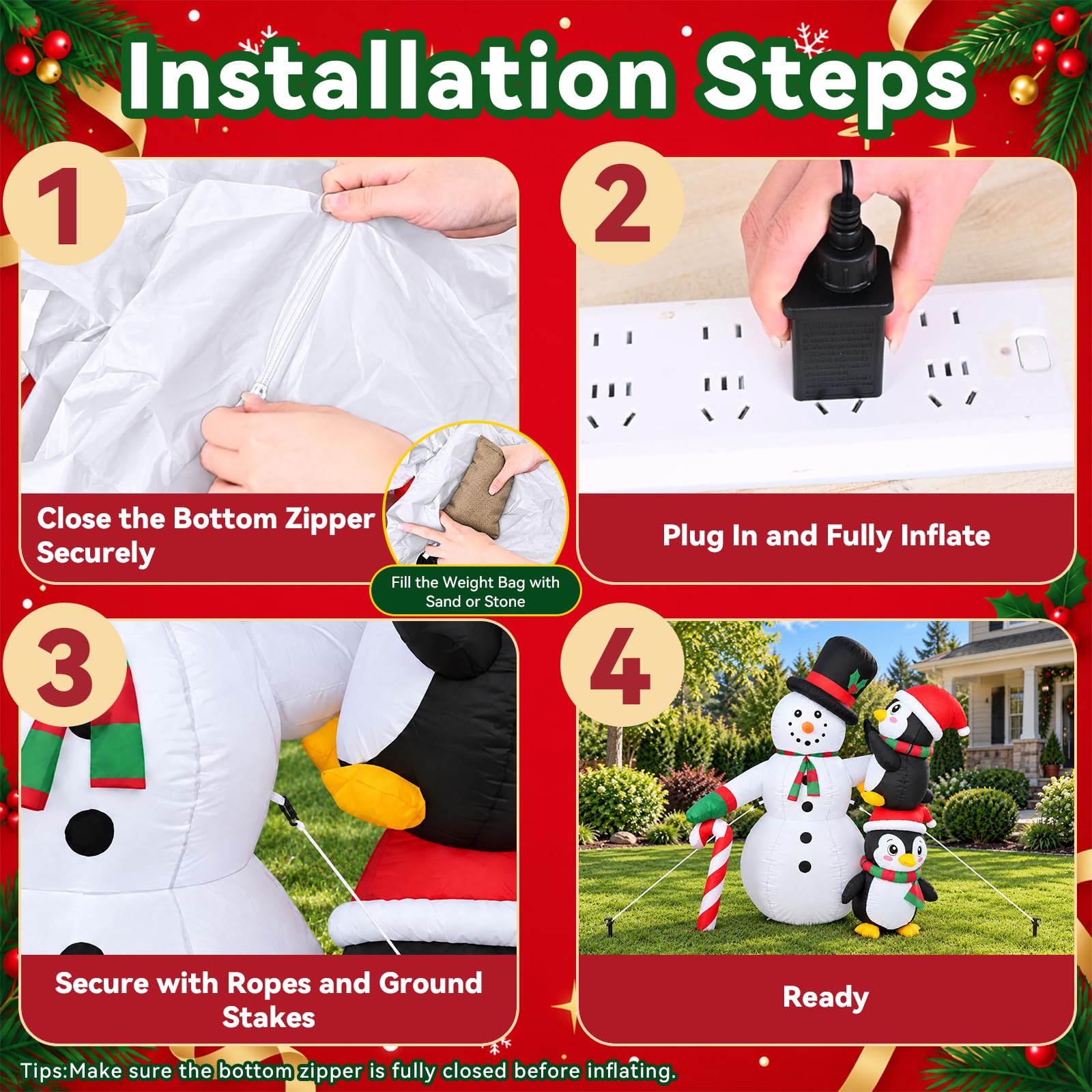 HILAVO Bonhomme de neige gonflable de Noël de 1,5 m