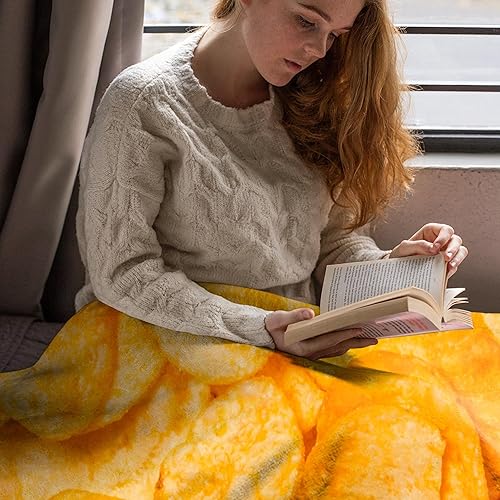 Miniatura 5 de BUYYET Manta de regalo de franela de forro polar con chips realistas, manta de comida interesante, ligera, suave, bonita y acogedora para cama,