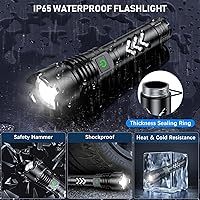 Vista 5 de Alifa Flashlights High Lumens Rechargeable, 2Pack Rechargeable Flashlight, 990000lm Super Bright Flashlight, 5Mode Tactical Flashlights High Lumens