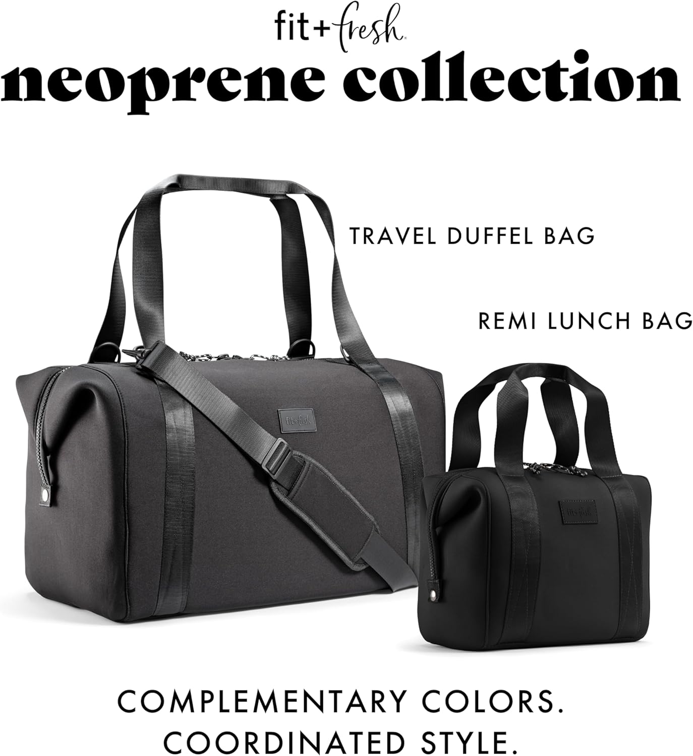 Fit & Fresh Remi Neoprene Lunch Bag For Women - Meal Prep Kit with Containers & XL Ice Pack, Self Insulating Neoprene-like Material, Machine Washable Lunch Bag, Tear-Resistant, Stain-Resistant, Black - Image 5