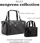 Fit & Fresh Premium Neoprene Weekender Bag, Travel Bag with Trolley Sleeve, Large Overnight Bag, Carry on Bag, Duffel Bags, Black