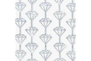 KatchOn, Holographic Silver Foil Diamond Curtains - 6.5 Feet, Pack of 2