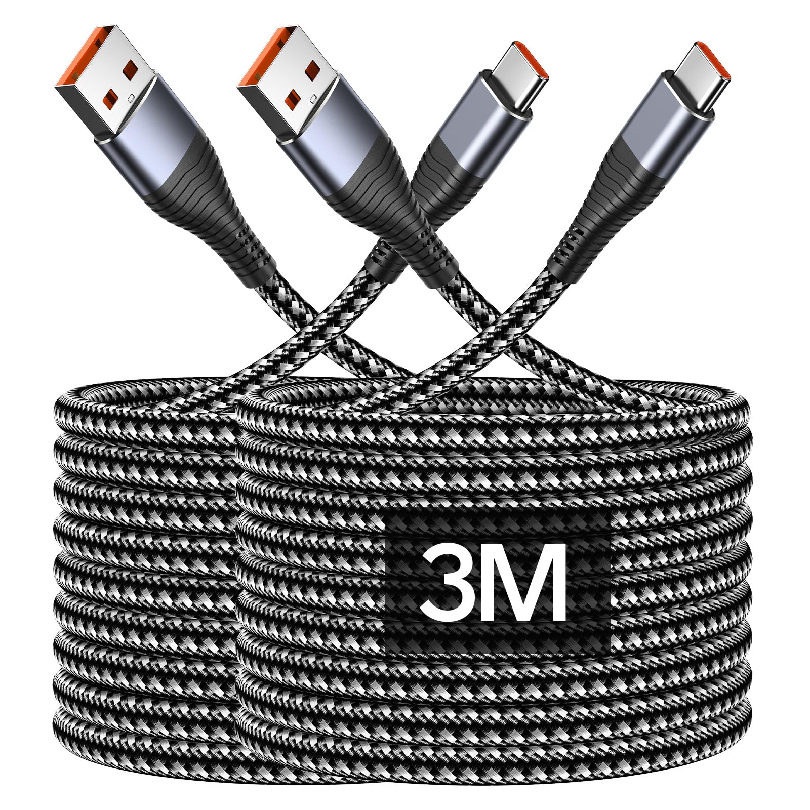 USB C Ladekabel 2M 2er Pack - Nylon Geflochten, Schnelle Ladung & Datensync Für IPhone 16/15, IPad, AirPods & Mehr