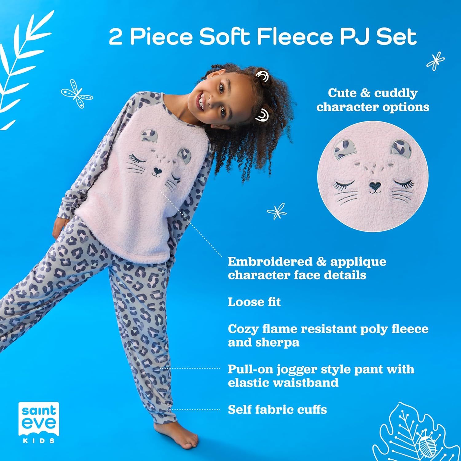 Saint Eve Kids 2 Piece Pajamas Set - Super Soft Velvet & Plush Sherpa - Long Sleeve PJ Top & Pants Sets for Boys and Girls - Image 4