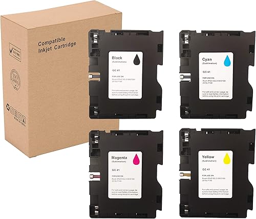 INK+ Paquete de 4 cartuchos de tinta de sublimación GC41 para transferencia de calor compatibles con Ricoh GC41 para Ricoh IPSiO SG3100 SG2100