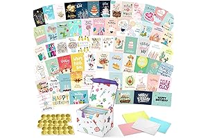 Exceptional Birthday Card Set with Envelopes and Gold Stickers