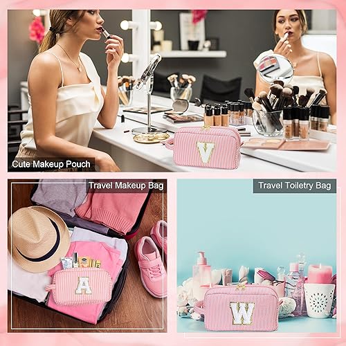 Miniatura 7 de YOOLIFE Regalos personalizados para mujeres, bolsa de maquillaje con iniciales con monograma para mujeres, regalos de cumpleaños, "Rosa, C Taza