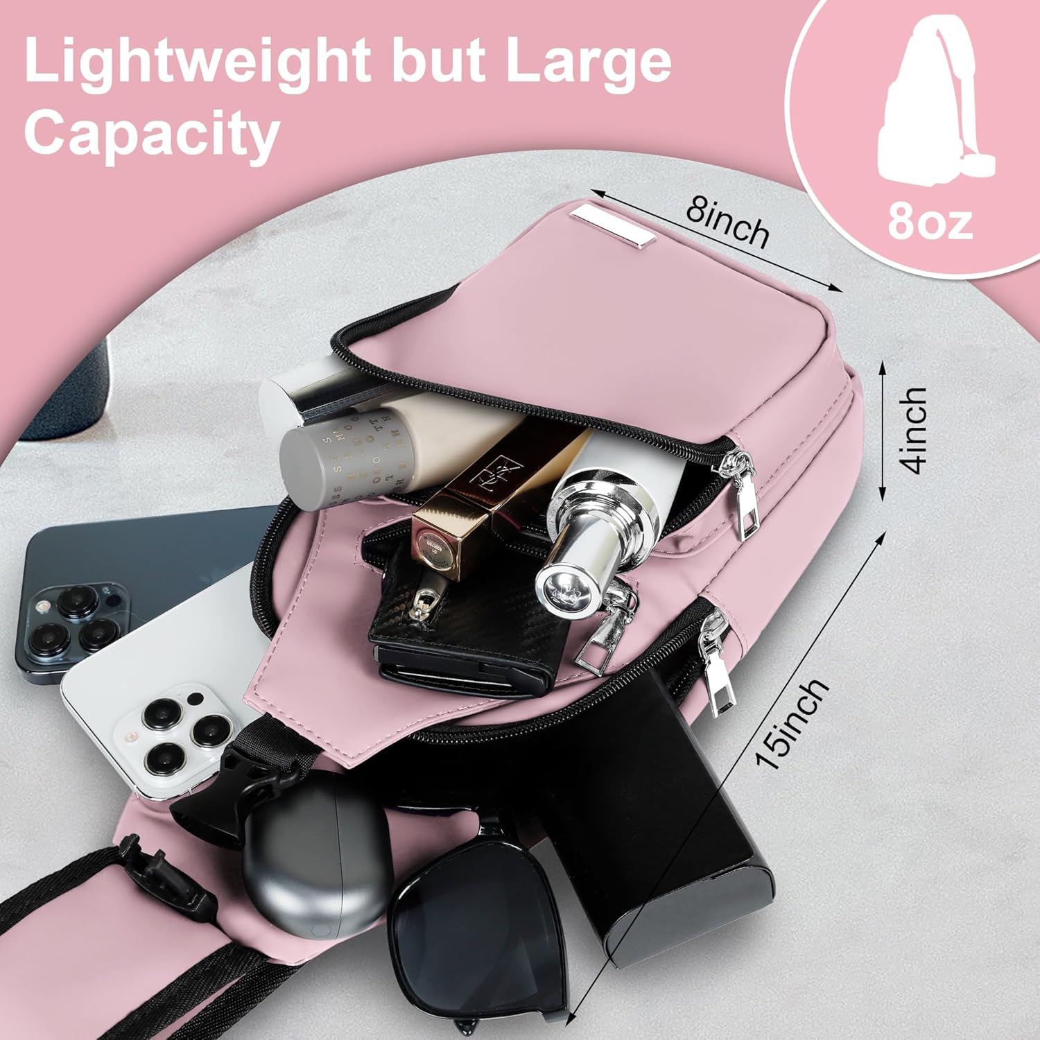 Sling Bag Crossbody Backpack for Women Men,Christmas Gift Chest Bag with USB Charging Port for Camping Biking Travel Cycling - Image 3