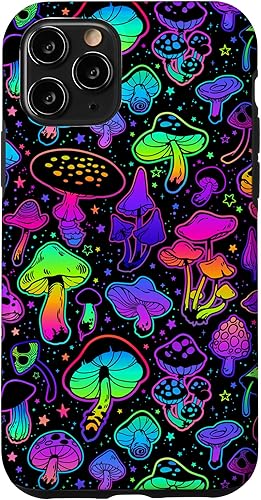 Funda para iPhone 11 Pro psicodélico con patrón de hongos mágicos hippie