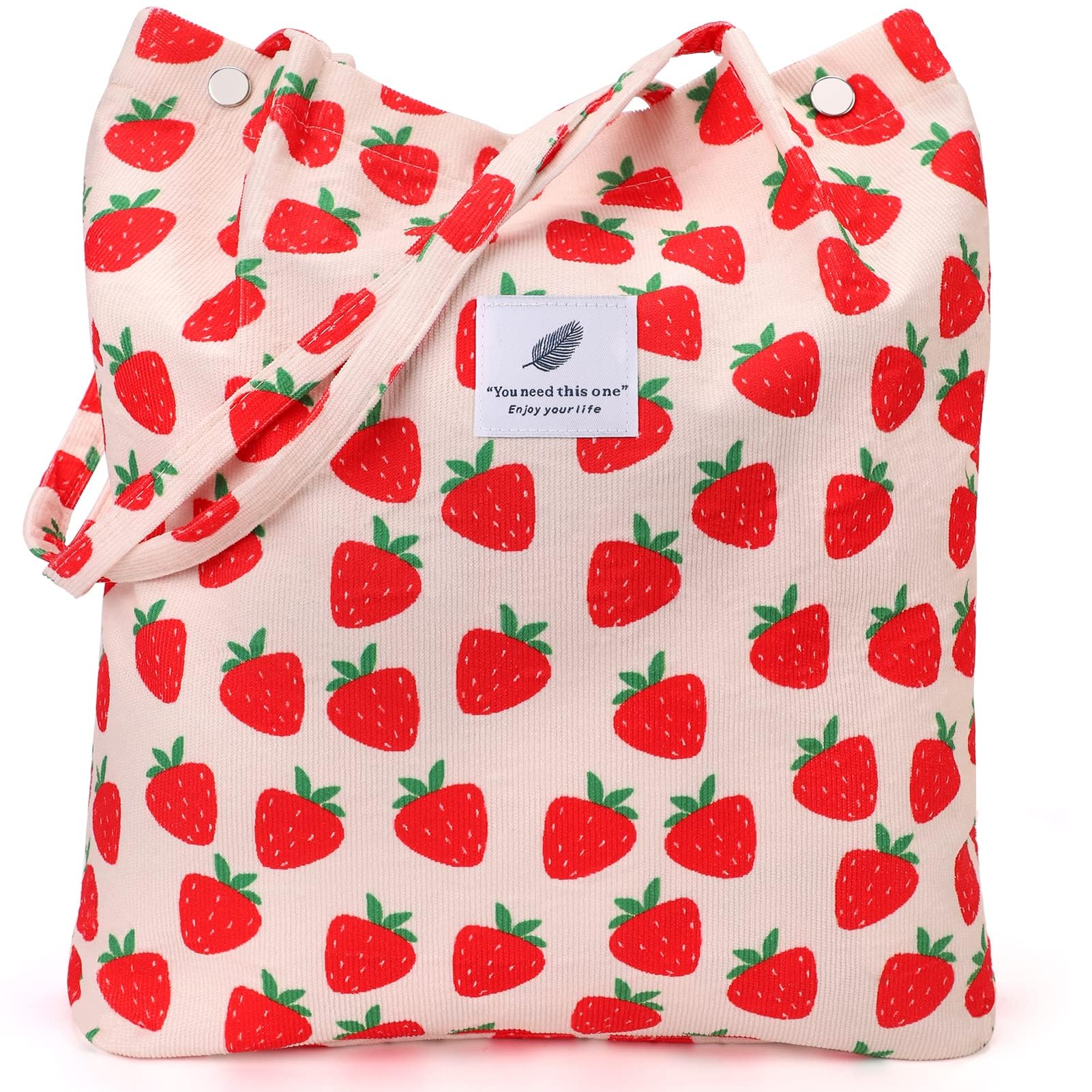 Sac fourre-tout en velours côtelé pour femme, sac fourre-tout en velours côtelé réutilisable de grande capacité avec poche intérieure, parfait pour l'école,le travail,les voyages et le shopping