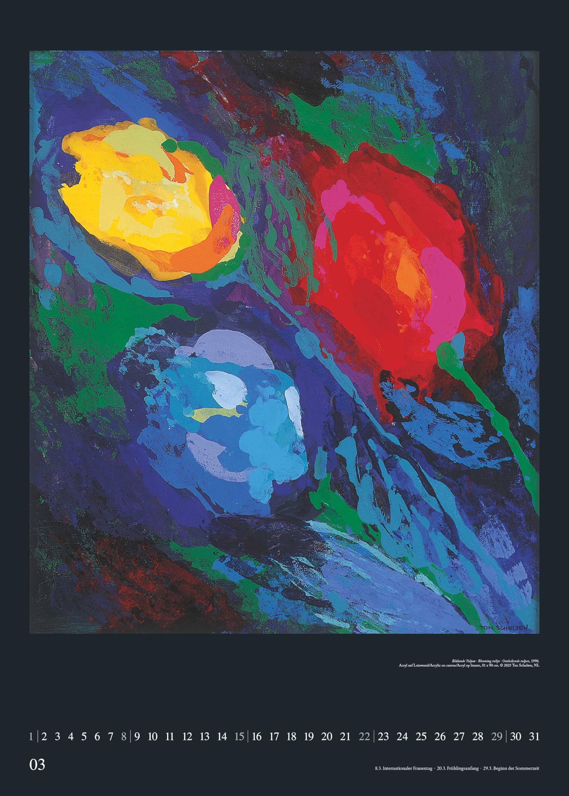 DUMONT - Ton Schulten 2026 – Kunst-Poster-Kalender 50 x 70 cm, Wandkalender mit farbenstarken Landschaftsmosaiken für Kunstliebhaber