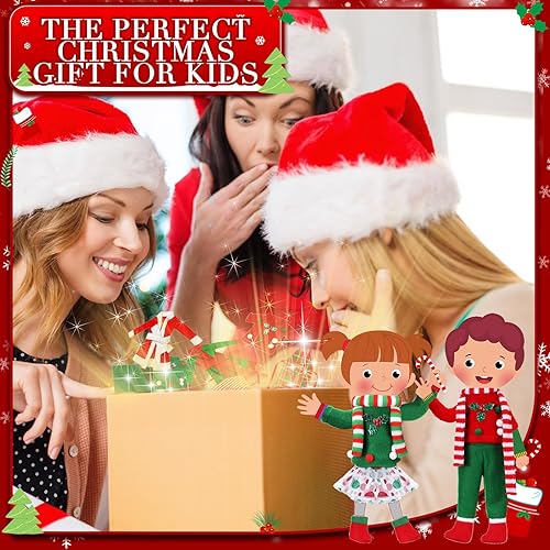 Miniatura 5 de Juego de 12 piezas de accesorios de muñeca elfo de Navidad, ropa de elfo, mini atuendo, incluye falda de muñeca, chaleco esponjoso, albornoz, saco