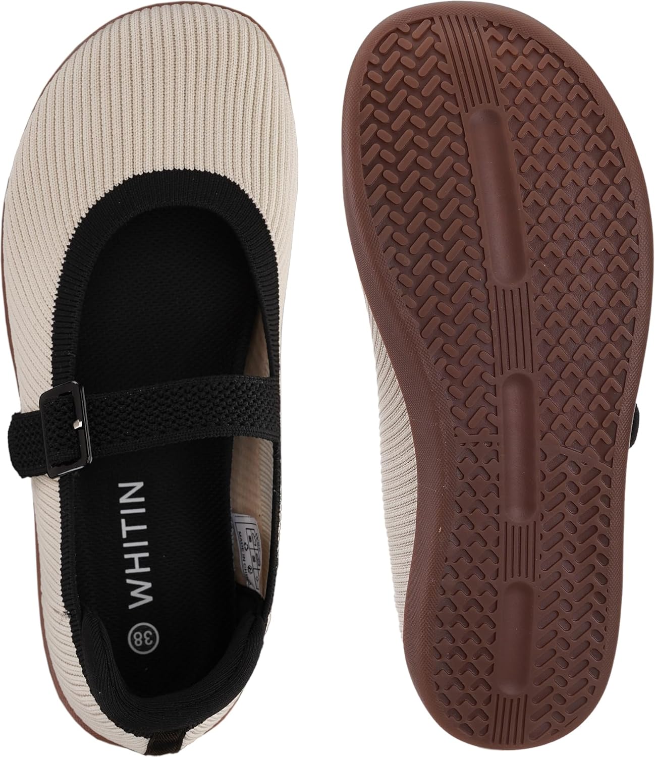 WHITIN Womens Wide Toe Box Barefoot Mary Jane Flats + Zero Drop - Image 6