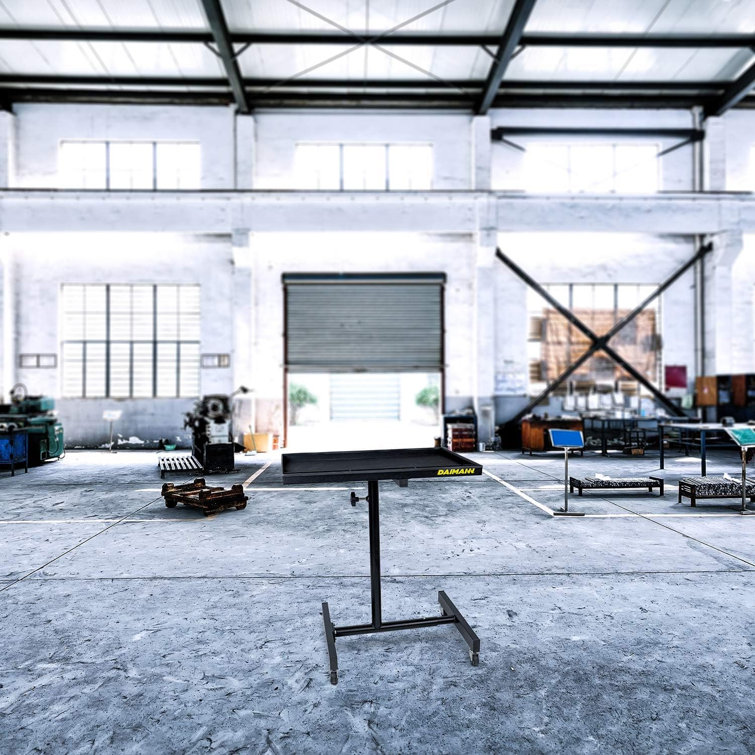 Tavolino Portatile Regolabile in Acciaio con Ruote - Modello FT01, Ideale per Officina e Garage