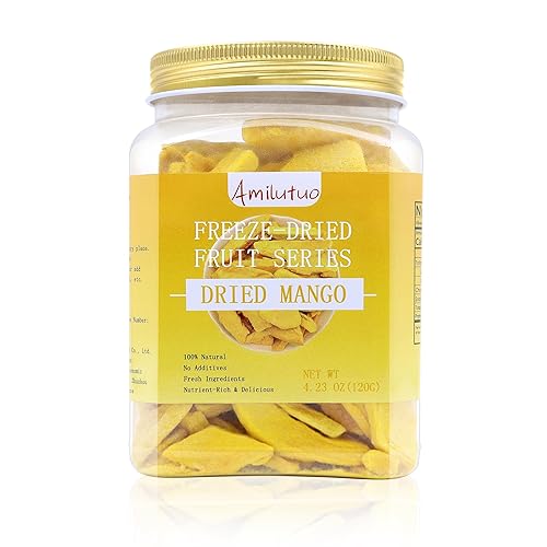 Mango liofilizado, fruta liofilizada, 120g/4.23OZ de mango natural deshidratado, sin azúcar añadida, nada añadido, snack de superalimento, chips de