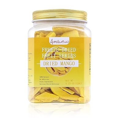 Freeze Dried Mango, Freeze Dried Fruit, 120g/4.23OZ Natural Dehydrated Mango, No Sugar Added, Nothing Added, Superfood Snack, Dried Mango Chips