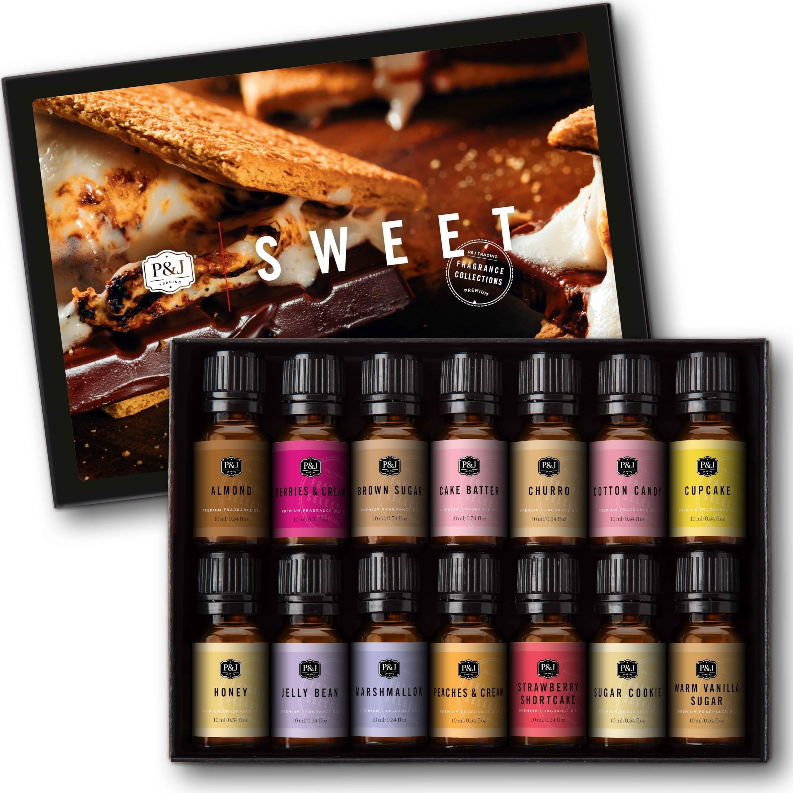 P&J Trading Sweet Set of 14 Premium Grade Fragrance Oils - 10ml