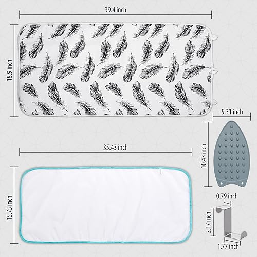 Miniatura 7 de Seiritex Tapete de planchado, almohadilla de planchar portátil de 39.4 x 18.9 pulgadas, tabla de planchar de mesa 5 en 1, manta de planchar de viaje