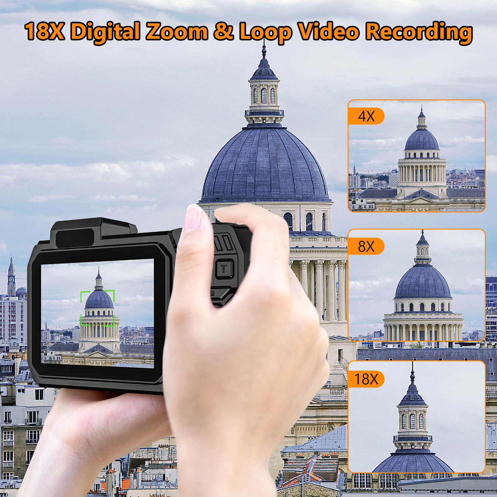 Cámara subacuática UHD 8K, 70 MP 33 pies, WiFi, impermeable, con tarjeta de 32 GB, enfoque automático, batería de 2500 mAh, digital flotante de 18 aumentos para esnórquel, naranja